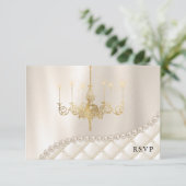 Carte RSVP Lustre de Mariage Perles d'Ivoire Éclai (Debout devant)