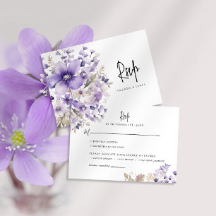 Carte RSVP Mariage à l'aquarelle florale violette