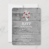 Carte RSVP mariage Arbre rouge des coeurs (Devant)