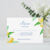 Carte RSVP Mariage au citron couleur méditerranéen (Debout devant)