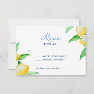Carte RSVP Mariage au citron couleur méditerranéen