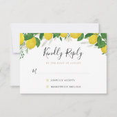 Carte RSVP Mariage au citron frais et rustique (Devant)