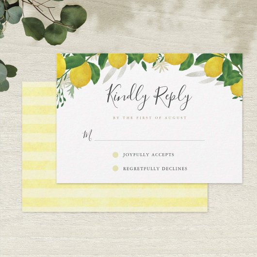 Carte RSVP Mariage au citron frais et rustique