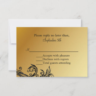 Carte RSVP Mariage Black & Gold