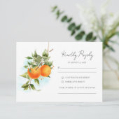 Carte RSVP Mariage Calligraphie Citrus Orange (Debout devant)