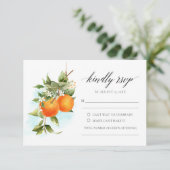 Carte RSVP Mariage Calligraphie Citrus Orange (Debout devant)