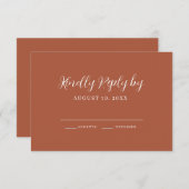 Carte RSVP Mariage Calligraphie en terre cuite (Devant / Derrière)