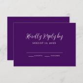 Carte RSVP Mariage Calligraphie violette (Devant / Derrière)