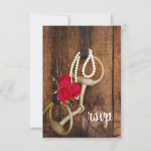 Carte RSVP Mariage campagnard Bit Roses rouges et  (Devant)
