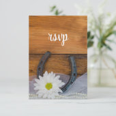 Carte RSVP Mariage campagnard Horseshoe Blanc (Debout devant)
