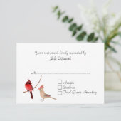 Carte RSVP Mariage Cardinaux Rouge élégant (Debout devant)