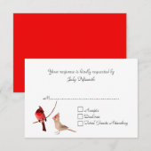 Carte RSVP Mariage Cardinaux Rouge élégant (Devant / Derrière)