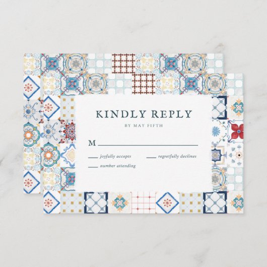 Carte RSVP Mariage Carrelage Espagnol (Devant / Derrière)