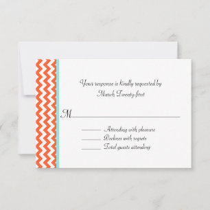Carte RSVP Mariage Chevron Coral élégant