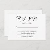 Carte RSVP Mariage Chic | Noir et blanc (Devant / Derrière)