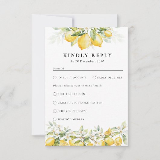 Carte RSVP Mariage Citrus Vert Citron (Devant)