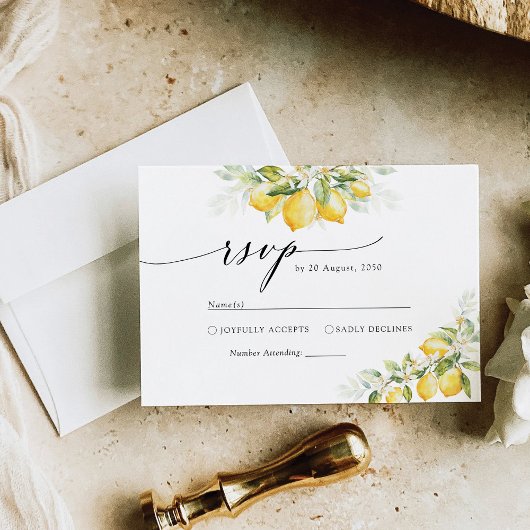 Carte RSVP Mariage Citrus Vert Citron