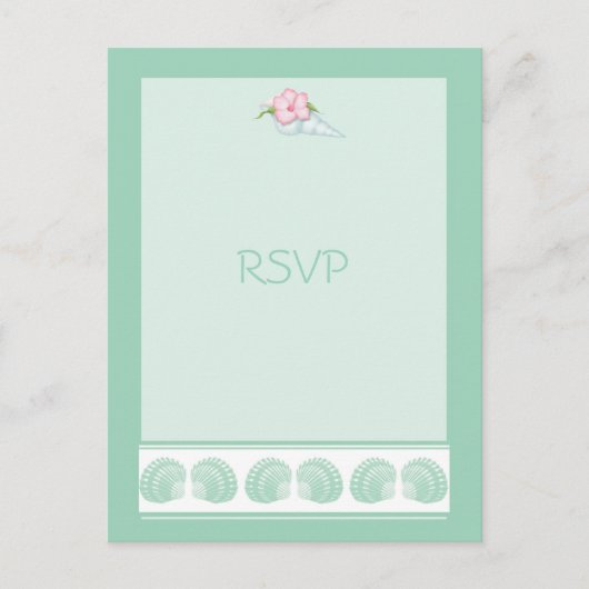 Carte RSVP Mariage Coquillages Vertes Monnaie (Devant)