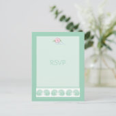 Carte RSVP Mariage Coquillages Vertes Monnaie (Debout devant)