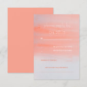 carte RSVP mariage corail rose aquarelle moderne (Devant / Derrière)