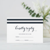 Carte RSVP Mariage côtier Bleu et Blanc (Debout devant)