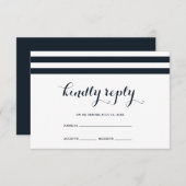 Carte RSVP Mariage côtier Bleu et Blanc (Devant / Derrière)