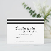 Carte RSVP Mariage côtier noir et blanc (Debout devant)