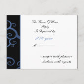 carte rsvp mariage damassé bleue (Dos)