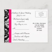Carte RSVP mariage damassé Fushia (Dos)