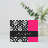 Carte RSVP mariage damassé Fushia (Debout devant)