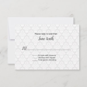 Carte RSVP Mariage damassé moderne