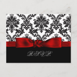 carte rsvp mariage damassé rouge