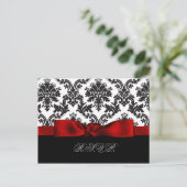 carte rsvp mariage damassé rouge (Debout devant)