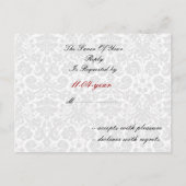 carte rsvp mariage damassé rouge (Dos)