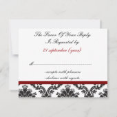carte rsvp mariage damassé rouge (Dos)