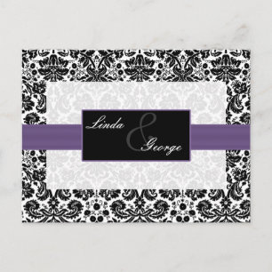 carte rsvp mariage damassé violet