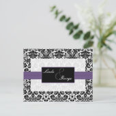carte rsvp mariage damassé violet (Debout devant)