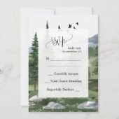 Carte RSVP Mariage d'aquarelle de la forêt de pins (Devant)