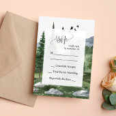 Carte RSVP Mariage d'aquarelle de la forêt de pins
