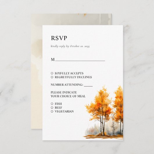 Carte RSVP mariage de automne (Devant / Derrière)