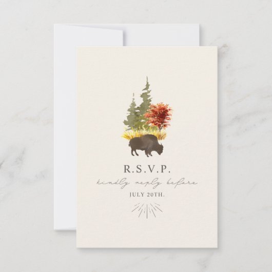 Carte RSVP Mariage de automne Buffalo Folio Script (Devant)