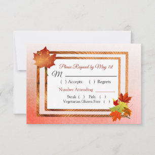 Carte RSVP Mariage de automne de congé d'automne
