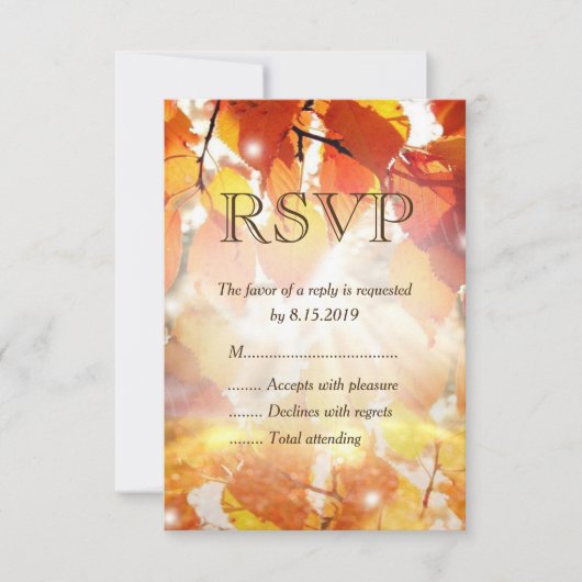 Carte RSVP Mariage de automne de congé d'automne (Devant)