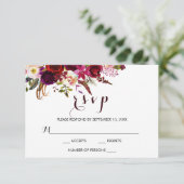 Carte RSVP Mariage de automne Floral Bourgogne (Debout devant)