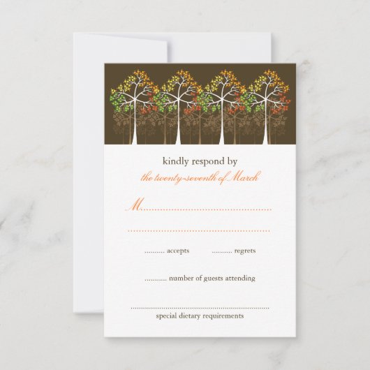 Carte RSVP Mariage de automne Rustique Forêt Arbre (Devant)