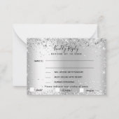 Carte RSVP mariage de choix du menu Argent (Devant)