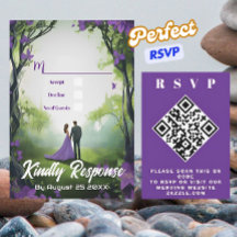 Carte RSVP Mariage de conception de forêt violet r
