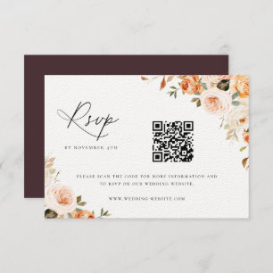 Carte RSVP Mariage de fleurs de terre d'automne