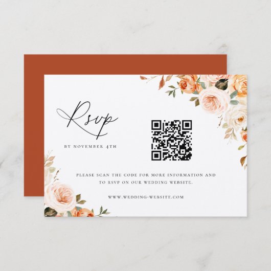 Carte RSVP Mariage de fleurs de terre d'automne (Devant / Derrière)