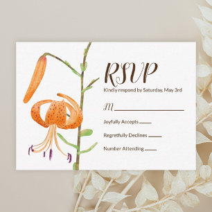 Carte RSVP Mariage de Lys de Tigre d'automne orang